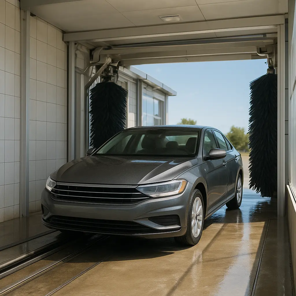 Drive-through car wash bay